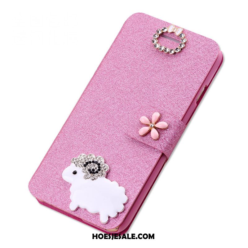 Huawei Y6 2018 Hoesje Anti-fall Folio Roze Mobiele Telefoon Bescherming Goedkoop