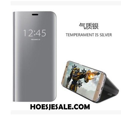 Huawei Y6 2018 Hoesje Bescherming Hoes Zilver Mobiele Telefoon Folio Korting