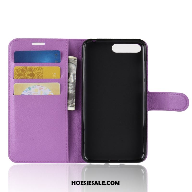 Huawei Y6 2018 Hoesje Bescherming Mobiele Telefoon Hoes Purper Leren Etui Goedkoop