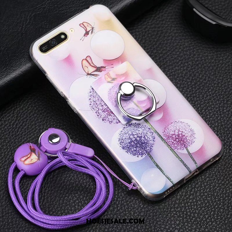 Huawei Y6 2018 Hoesje Purper Hoes Siliconen Zacht Reliëf Kopen