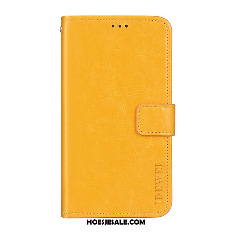 Huawei Y6 2019 Hoesje Geel Mobiele Telefoon Hoes Bescherming Leren Etui Winkel