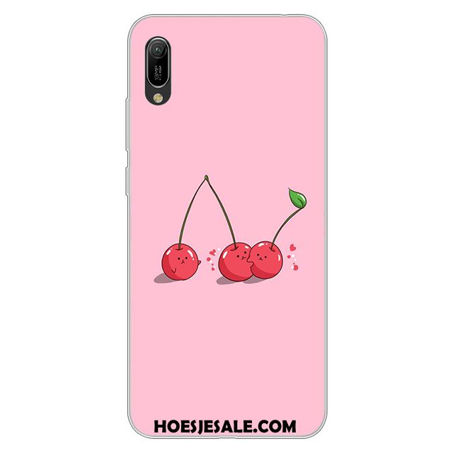 Huawei Y6 2019 Hoesje Mobiele Telefoon Hoes Spotprent Roze Zacht Winkel