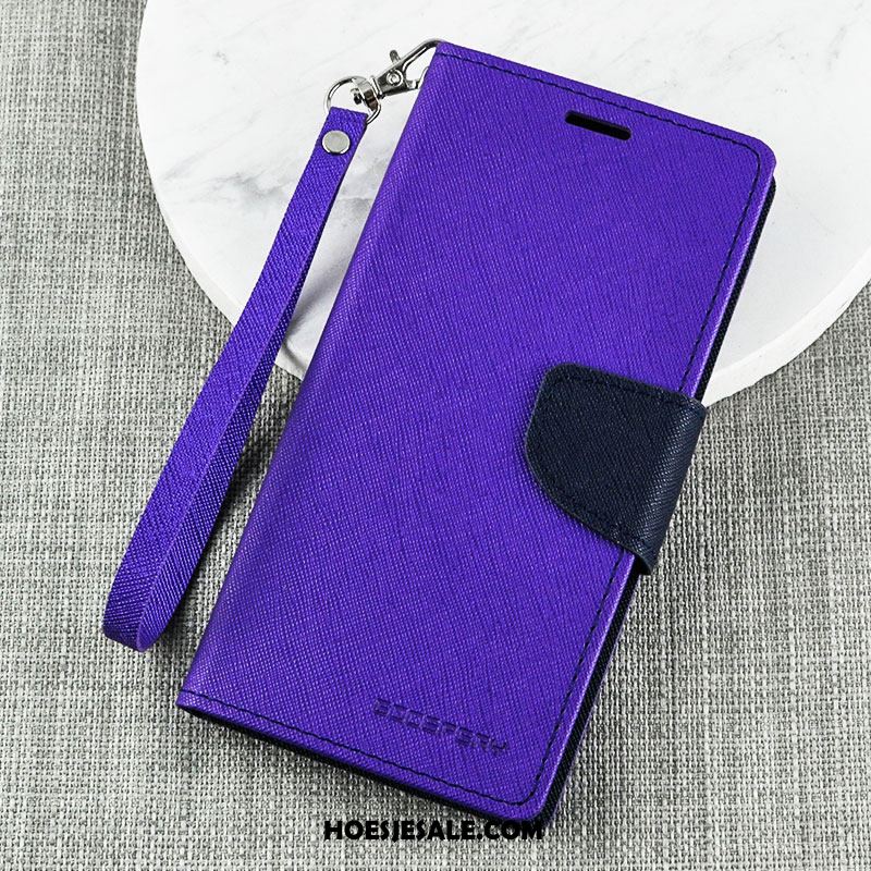 Huawei Y6 Pro 2017 Hoesje Leren Etui All Inclusive Purper Nieuw Folio Online