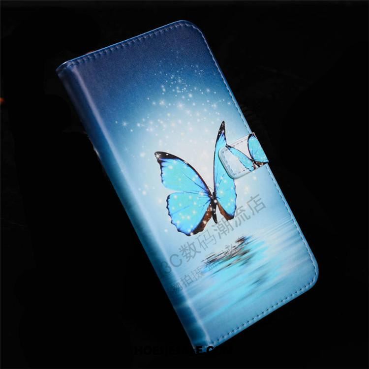 Huawei Y7 2018 Hoesje Leren Etui Blauw Hoes Geschilderd Voor Goedkoop