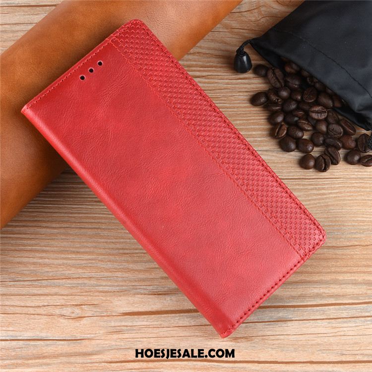 Huawei Y7 2019 Hoesje Rood Mobiele Telefoon Leren Etui Anti-fall Hoes Korting