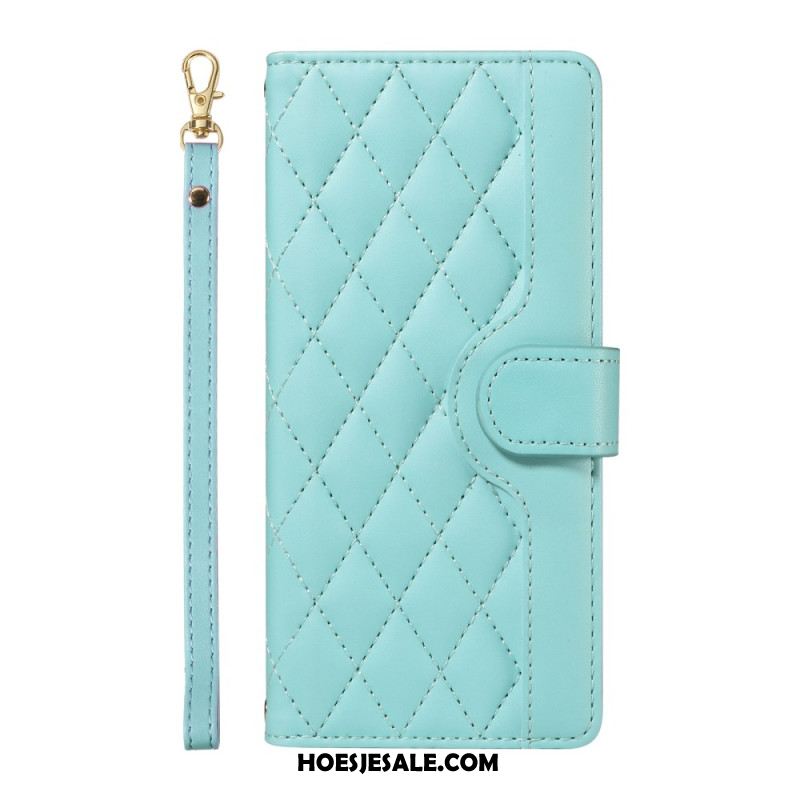 Leren Hoesje Oneplus 13r Gewatteerd Met Bandje En Schouderband