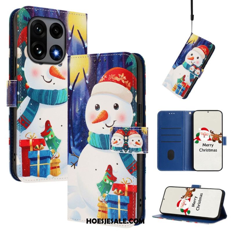Leren Hoesje Oneplus 15 Kerstpatroon Bescherming Hoesje