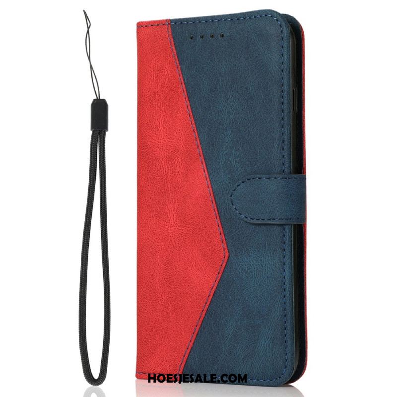 Leren Hoesje Oneplus 15 Tweekleurig Ontwerp Bescherming Hoesje