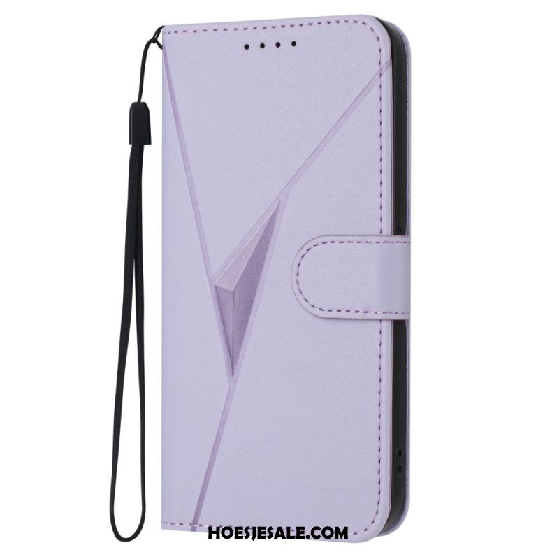 Leren Hoesje Oppo Reno 14 5g Driehoekspatroon Bescherming Hoesje