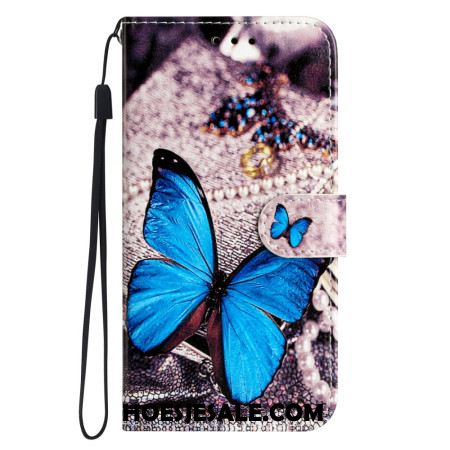 Leren Hoesje Oppo Reno 14 Pro 5g Blauwe Vlinder Bescherming Hoesje