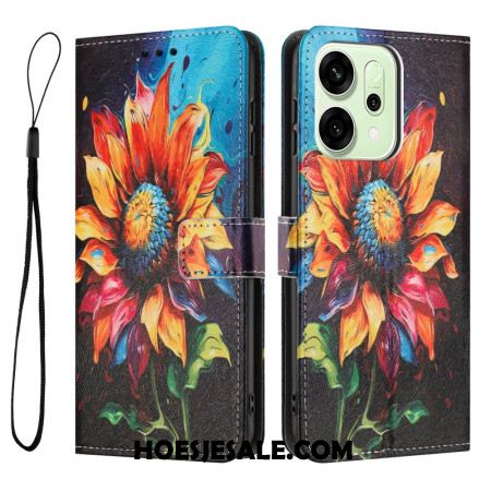 Leren Hoesje Oppo Reno 14f 5g Zonnebloempatroon