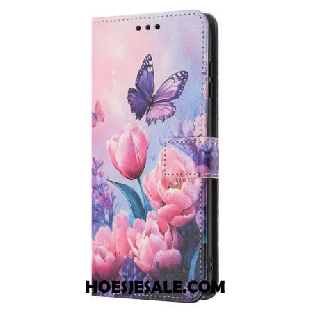 Leren Hoesje Samsung Galaxy A17 4g / 5g Bloemendecoratie Bescherming Hoesje