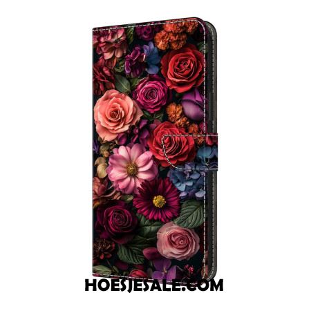 Leren Hoesje Samsung Galaxy A17 4g / 5g Roze Bloemen