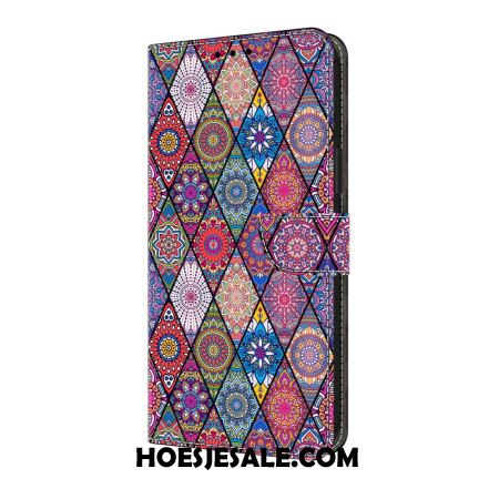 Leren Hoesje Samsung Galaxy A17 4g / 5g Roze Etnisch Patroon Bescherming Hoesje