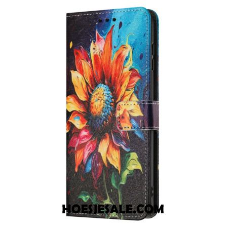 Leren Hoesje Samsung Galaxy A17 4g / 5g Zonnebloempatroon
