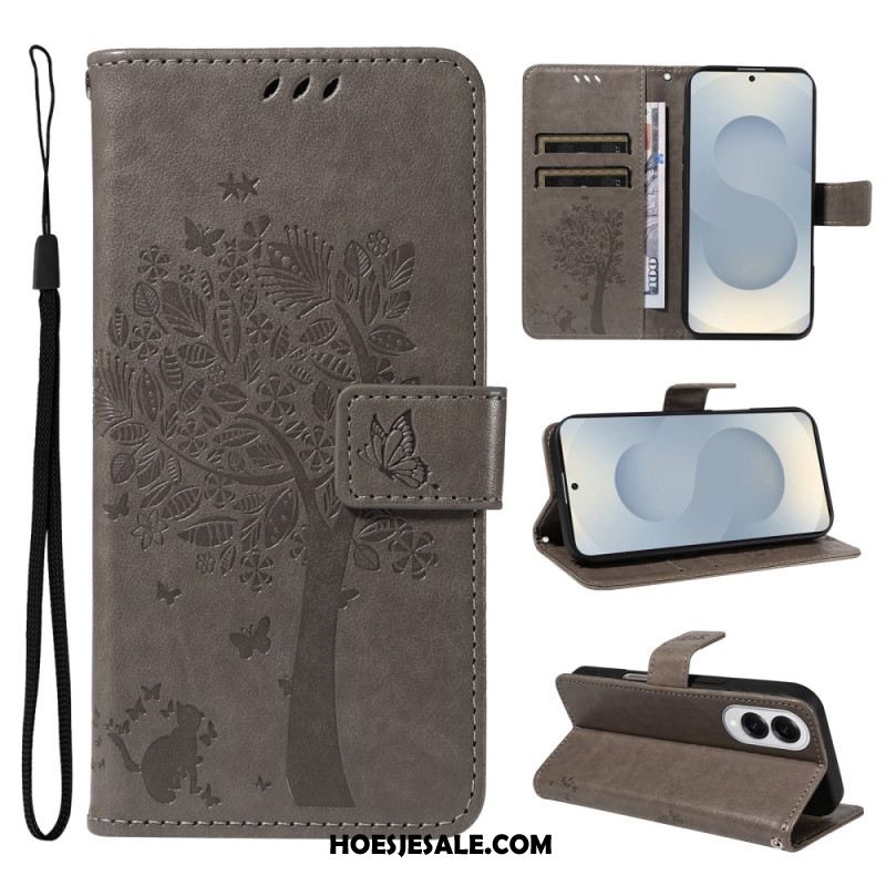 Leren Hoesje Samsung Galaxy S25 5g Edge Boom En Kat Bescherming Hoesje