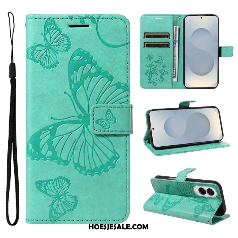 Leren Hoesje Samsung Galaxy S25 5g Edge Patroon Met Gigantische Vlinders