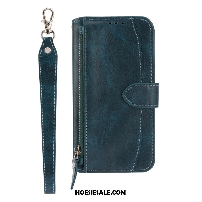 Leren Hoesje Samsung Galaxy S25 5g Vak Met Rits Riem En Schouderriem