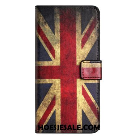 Leren Hoesje Samsung Galaxy S25 Fe Vintage Britse Vlag Bescherming Hoesje