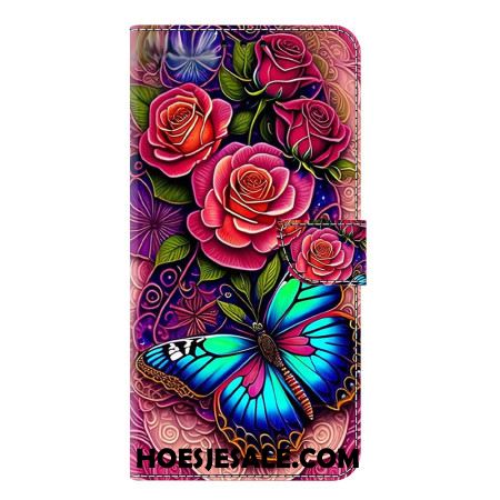 Leren Hoesje Samsung Galaxy S25 Plus 5g Blauwachtige Vlinder Bescherming Hoesje