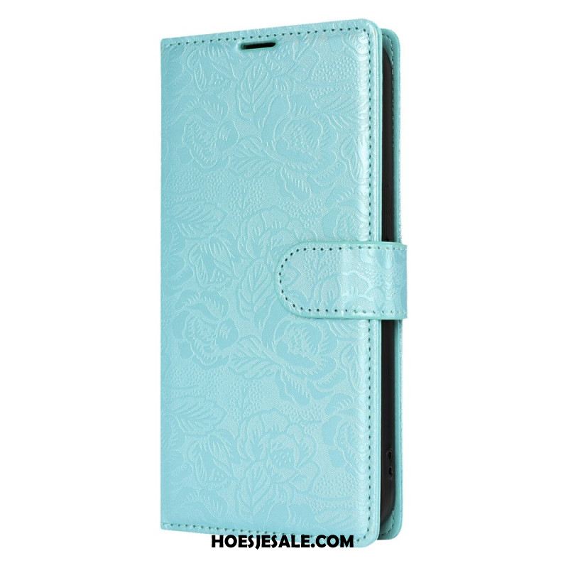 Leren Hoesje Samsung Galaxy S25 Plus 5g Bloemenprint Met Bandje