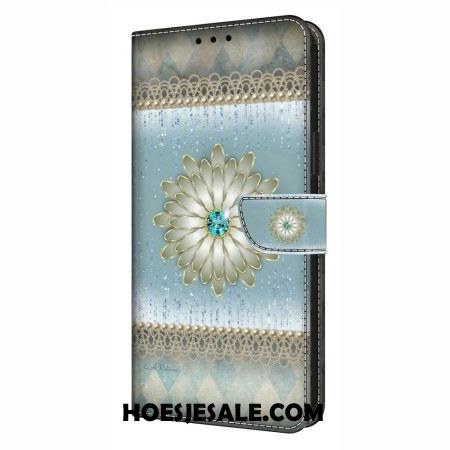 Leren Hoesje Samsung Galaxy S26 Plus Blauwe Diamantbloem