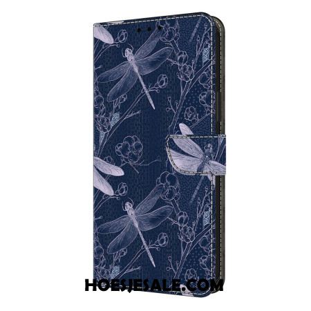 Leren Hoesje Samsung Galaxy S26 Plus Libellen Op Een Blauwe Achtergrond Achtergrond Bescherming Hoesje