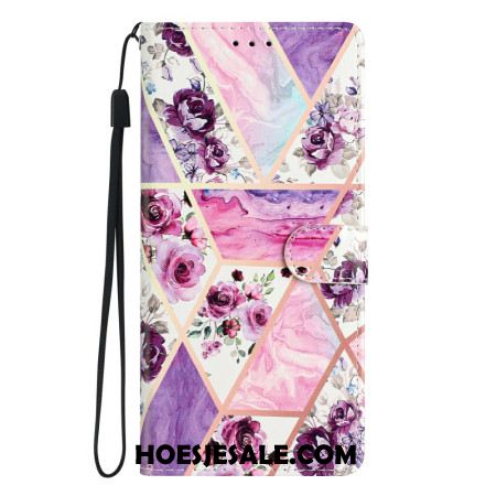 Leren Hoesje Samsung Galaxy S26 Plus Paarse Bloemen Bescherming Hoesje