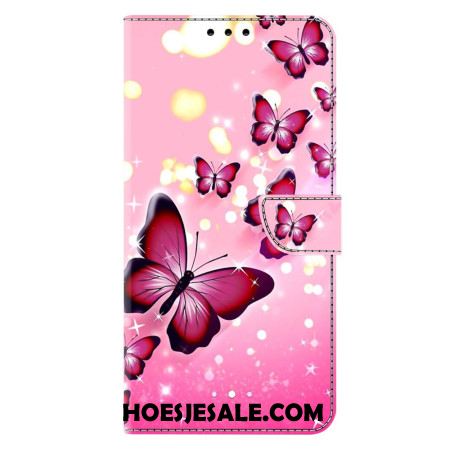 Leren Hoesje Samsung Galaxy S26 Plus Roze Vlinders