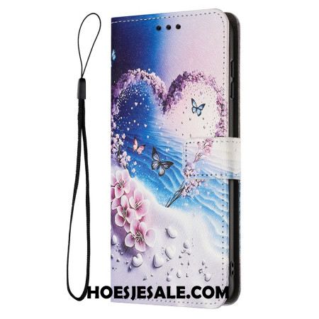 Leren Hoesje Sony Xperia 1 Vii Vlinder En Hart Bescherming Hoesje