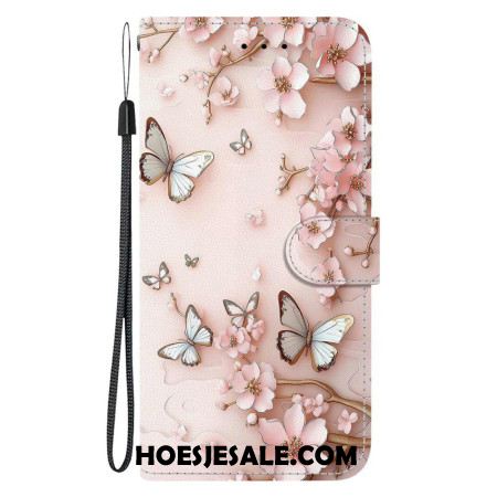 Leren Hoesje Sony Xperia 10 Vii Roze Vlinders Bescherming Hoesje