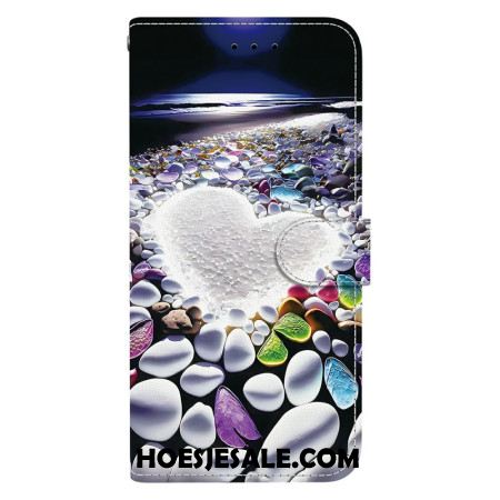 Leren Hoesje Sony Xperia 10 Vii Wit Hart Bescherming Hoesje