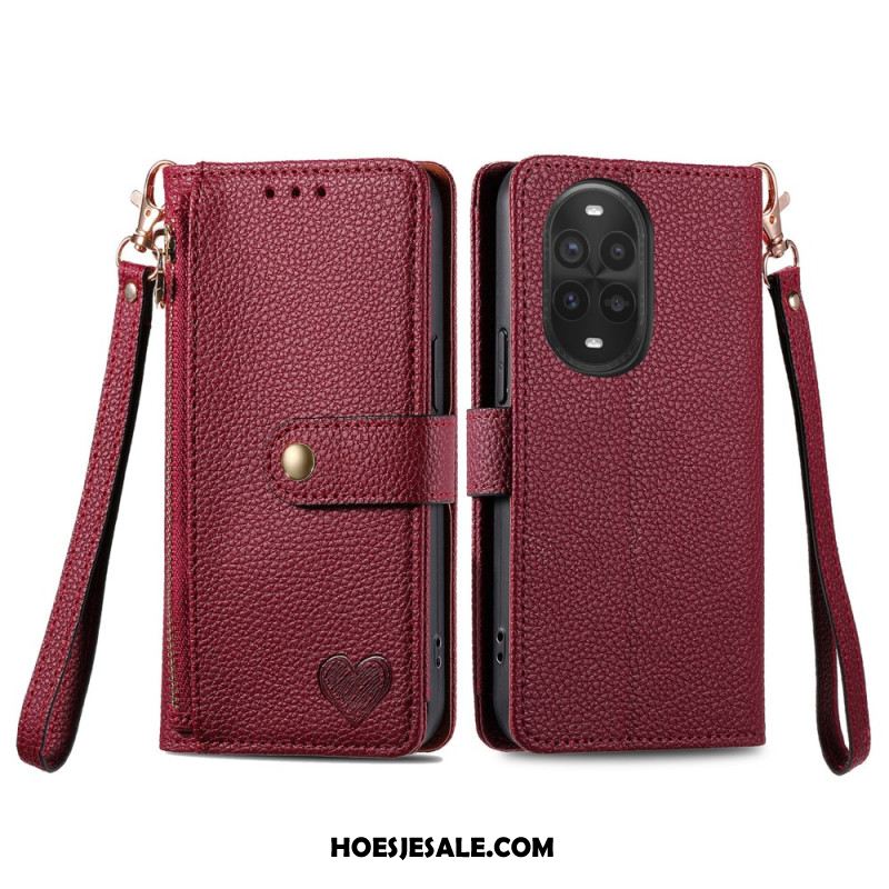 Leren Hoesje Voor Huawei Nova 13 Pro Hartvormig Ontwerp Rfid-bescherming