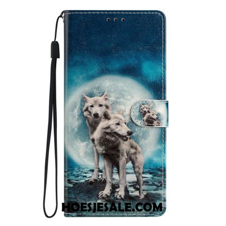 Leren Hoesje Voor Oppo Reno 14 5g Twee Wolven