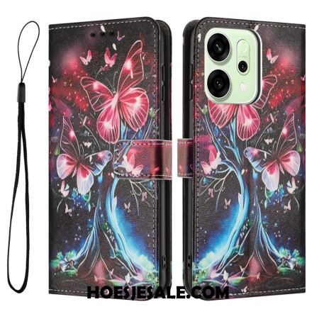 Leren Hoesje Voor Oppo Reno 14f 5g Vlinder Afdrukken