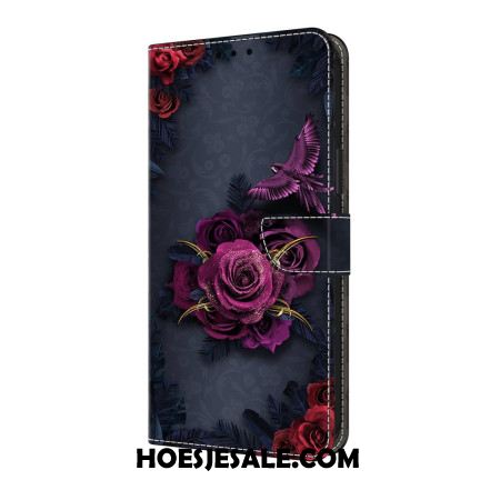 Leren Hoesje Voor Samsung Galaxy S25 Fe Donkere Rozen