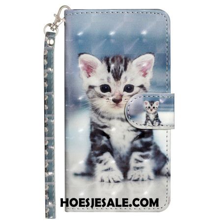 Leren Hoesje Voor Samsung Galaxy S25 Fe Katje Met Koord