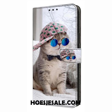 Leren Hoesje Voor Samsung Galaxy S26 Plus Kat Met Hoed