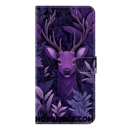 Leren Hoesje Voor Samsung Galaxy S26 Plus Paars Hertmotief