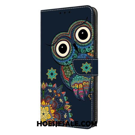 Leren Hoesje Voor Samsung Galaxy S26 Plus Uilenmandala-patroon