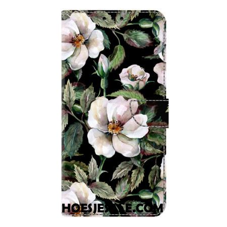 Leren Hoesje Voor Samsung Galaxy S26 Plus Wit Bloemenmotief