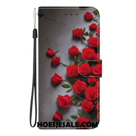Leren Hoesje Voor Sony Xperia 10 Vii Rode Rozen
