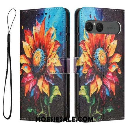 Leren Hoesje Voor Sony Xperia 10 Vii Zonnebloemen