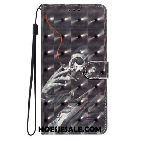 Leren Hoesje Voor Xiaomi 15 3d Rokend Skelet