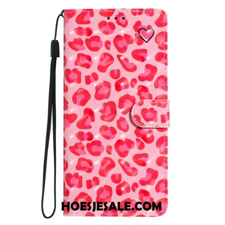 Leren Hoesje Voor Xiaomi 15t Roze Luipaardpatroon