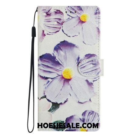 Leren Hoesje Voor Xiaomi 17 Paarse Bloemen