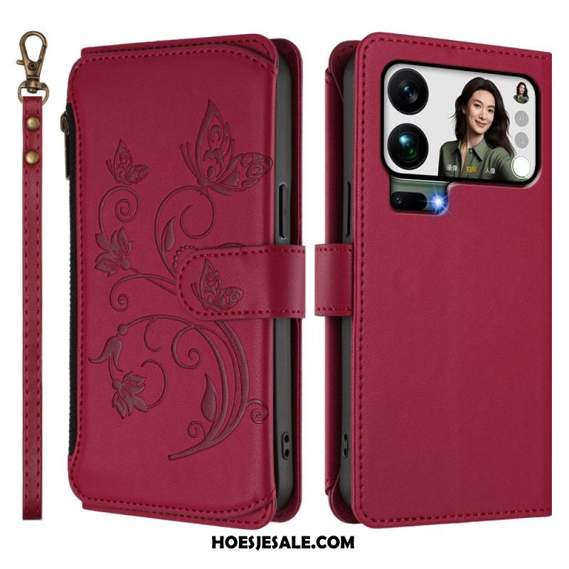 Leren Hoesje Voor Xiaomi 17 Pro Max Portemonnee Met Bloemenprint