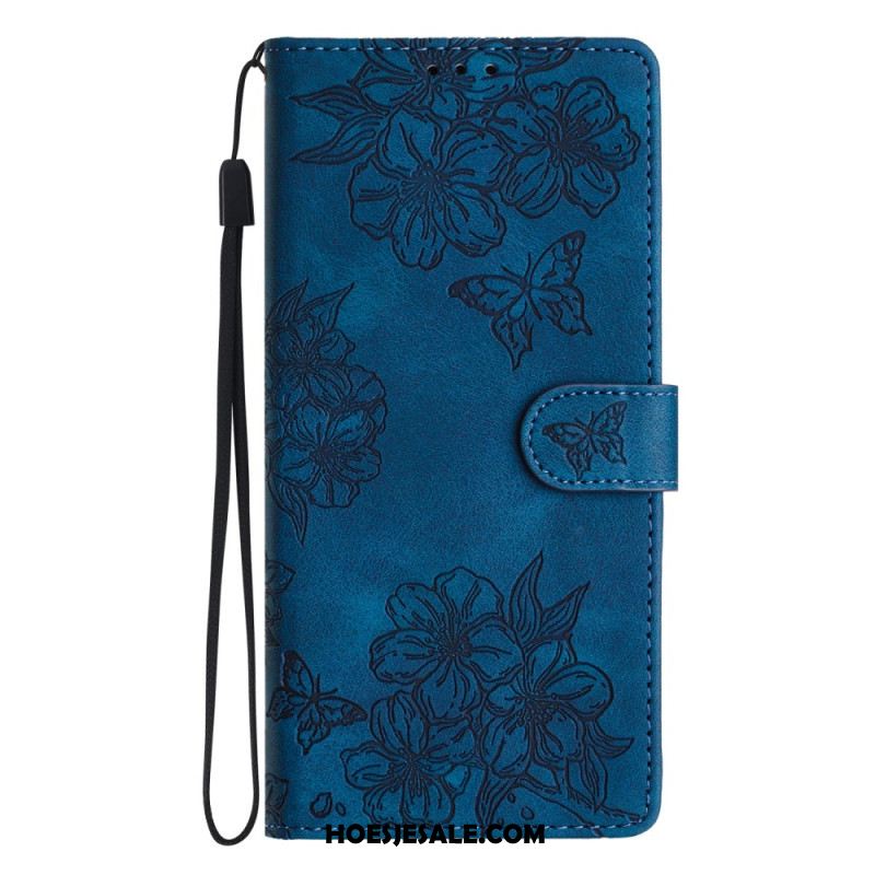 Leren Hoesje Voor Xiaomi 17 Pro Max Vlinder- En Bloemenpatroon