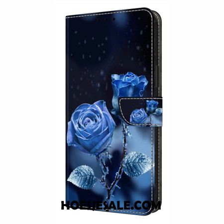 Leren Hoesje Voor Xiaomi Redmi Note 14 4g Blauwe Rozen