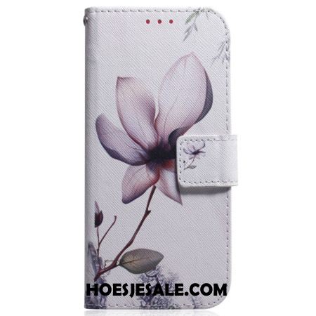 Leren Hoesje Voor Xiaomi Redmi Note 14 4g Roze Bloem